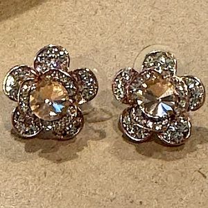 Rose Gold Crystal Flower Post Earrings Made With Swarovski Crystals